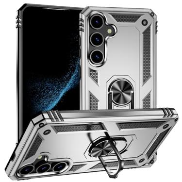 Imagem de SORAKA Capa para Samsung Galaxy S24 Plus com suporte de anel, capa protetora para Samsung Galaxy S24 Plus, capa traseira de policarbonato rígido com placa de metal para suporte magnético de telefone e