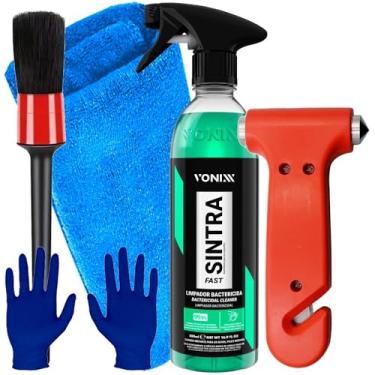 Imagem de Kit Vonixx Limpeza Automotiva Limpador Sintra Martelo Quebra Vidro Segurança Acessório Karbox Luva Pincel Toalha Karbox