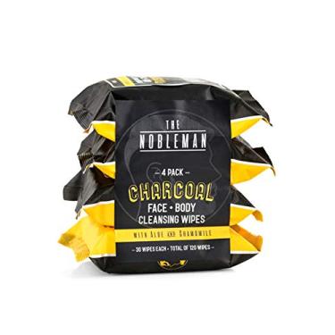 Imagem de Lenços de limpeza para rosto e corpo masculinos de carvão – Pacote com 4 (120 unidades)