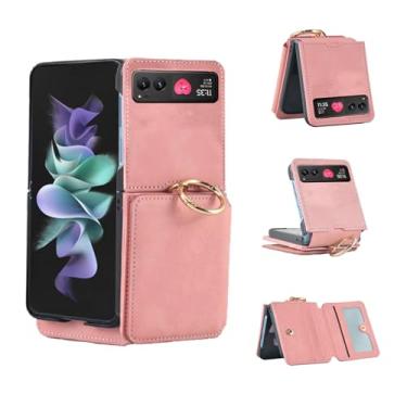 Imagem de Asuwish Capa de telefone para Motorola Razr 40/Moto Razr 2023 capa carteira com anel alça transversal cordão suporte para cartão de crédito acessórios para celular XT2323-6 mulheres homens ouro rosa