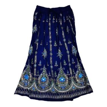 Imagem de Saia Indiana Cigana de Lantejoula - Azul Escuro GG - Neha, M, Azul esc