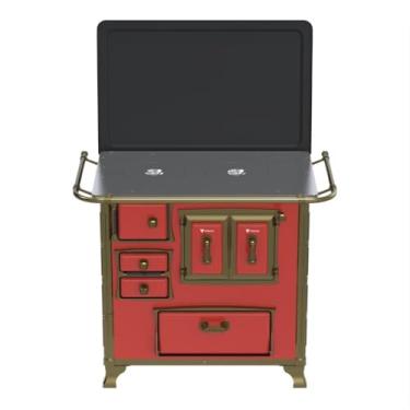 Imagem de Fogão a Lenha N 1 Renaissance Chapa de Aluminio Vermelho Saida Direita