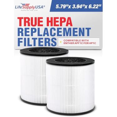 Imagem de Substituição de filtro HEPA 3 em 1 APF1C compatível com purificadores de ar Hisense KJ120 e Enther AP1C – HEPA, carbono, pré-filtro da LifeSupplyUSA (pacote com 2)