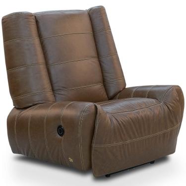 Imagem de Poltrona Reclinável Fixa Sala de Estar Living Mary T03 Couro Marrom Escuro - Lyam Decor