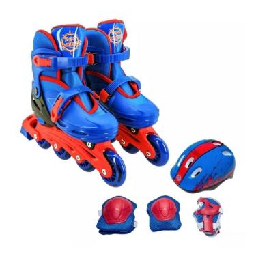 Imagem de Kit Patins Com Acessórios De Segurança Azul - Tam. 30-33