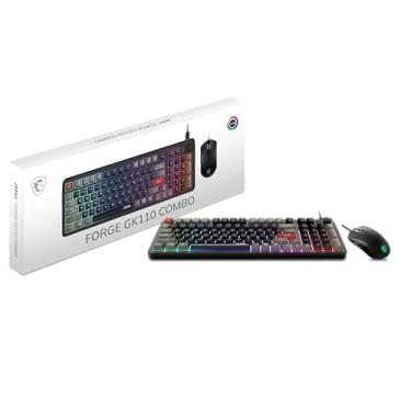 Imagem de MSI Forge GK110 Combo US – Conjunto de teclado e mouse RGB para jogos, anti-fantasma de 26 teclas, sensor óptico de 12800 DPI