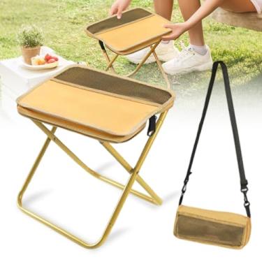 Imagem de hoehew Banqueta portátil para montanhismo e caminhadas, banco dobrável leve 2025 com bolsa de transporte, apoio para pés ao ar livre para piquenique, caminhadas, pesca (Caqui, grande)