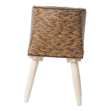 Imagem de Whtkoph Suporte para Plantas de Vime Trançado com Pernas, Cesto de Plantas Resistente, Decoração Versátil, Vaso de Flores Rústico, Vaso de Flores para Sala de, Café 33x16cm 4 Pernas, Tamanho real