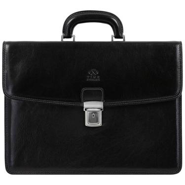 Imagem de Bolsa Maleta de Couro Masculina para Laptop, TIME RESISTANCE, Preto