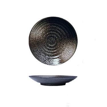 Imagem de Prato de serviço prato de jantar redondo para uso diário familiar, prato de massa simples, prato de salada, prato de lanche, prato de servir de 20 cm, pratos seguros para micro-ondas, forno e