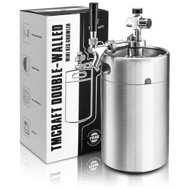 Imagem de Chopeira Portátil 5L com Torneira e Regulador de CO2, Aço Inoxidável, TMCRAFT, Prateado