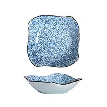 Imagem de Prato de serviço prato de jantar de porcelana personalizado, prato de motivos florais adequado para massas, sobremesas e lanches, pratos pequenos de aperitivo de 15 cm (cor: D, tamanho: pacote com 2)