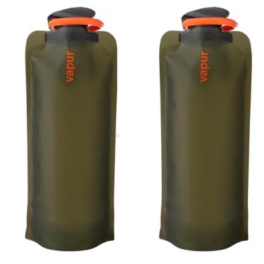 Imagem de Vapur Garrafa de água flexível Eclipse – com mosquetão, 0,70 litros (652 g) – Pacote com 2 – Oliva