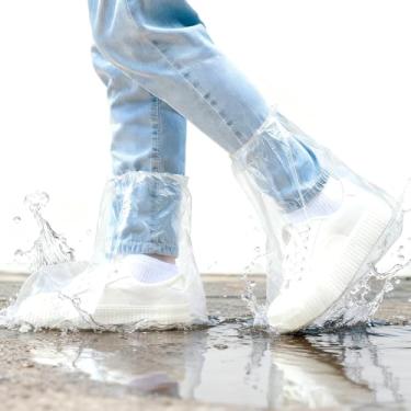 Imagem de 10 pares de capas de sapato descartáveis, capas de plástico impermeáveis para chuva, galochas transparentes para homens e mulheres, proteção interna ao ar livre (curto transparente)