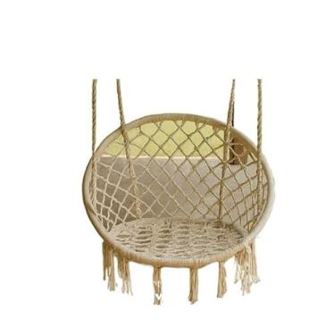 Imagem de Cadeira De Balanço Suspensa Rede Teto Sacada Varanda Luxo(Creme)