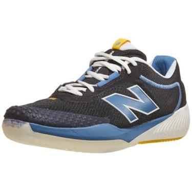 Imagem de New Balance FuelCell 996 V6 feminino, Preto/pedra preciosa azul/ouro Apollo, 35