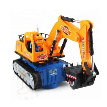 Imagem de Caminhão retroescavadeira de brinquedo com luz, som e roda giratória para crianças 3