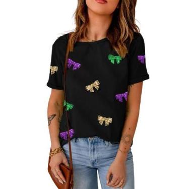 Imagem de Camiseta Opemiby Mardi Gras estampada para festa de carnaval feminina