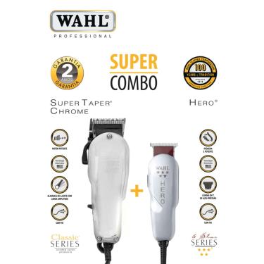 Imagem de Kit Máquina de Cortar Cabelo Wahl Super Taper Chrome e Hero 220v 220v