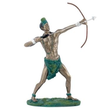 Imagem de Escultura Orixá Oxóssi Guerreiro Vintage em Resina 22 cm - Lua Mística