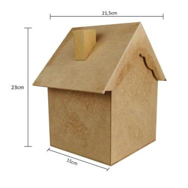 Imagem de Porta Panetone de Casinha de Natal MDF Madeira Crua - 500g - MAD. CARM