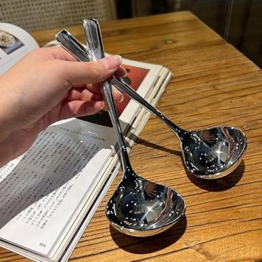 Imagem de Colher de sopa de aço inoxidável colheres grandes de cabo longo para beber sopa casa cozinha restaurante quente