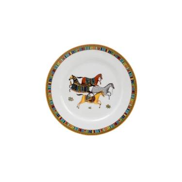 Imagem de Pratos redondos retrô de cerâmica para uso doméstico requintado de alta temperatura - prato raso de 20 cm.