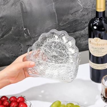 Imagem de Prato de frutas reutilizável de 4 peças, prato de osso de cuspe, bandeja de lixo empilhável para mesa de jantar, transparente