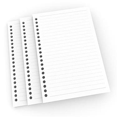 Imagem de Pasta de anel de 20 furos, papel de folha solta, papel de enchimento A5 pautado (180 folhas - 360 páginas, pautado)