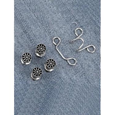 Imagem de Calça preta com fecho de cintura para calça jeans ajustável fecho de cintura roupas femininas ornamento vestido