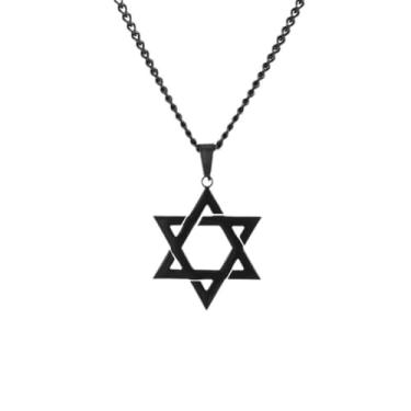 Imagem de Colar masculino com pingente hexagonal de aço inoxidável, elos cubanos, corrente de prata, joias simples, presentes, one size, Metal, Sem Pedra Preciosa