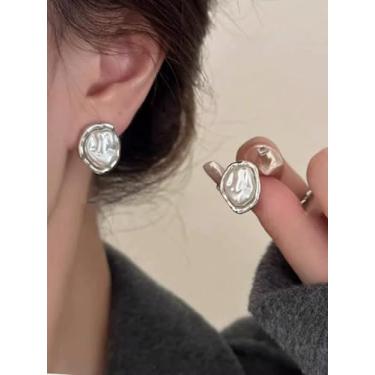 Imagem de Brincos femininos de strass de flor de pérola - Brincos pendentes de ouro delicado, design de laço fofo banhado a ouro 14 k, Medium, Latão, Sem pedra preciosa