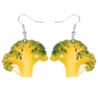Imagem de Brincos de brócolis fofos de acrílico pendentes, joias de vegetais para mulheres, acessórios de comida, pingentes de presentes, Medium, Acrílico, Sem pedra preciosa