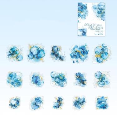 Imagem de Adesivos de aquarela para scrapbook suprimentos para scrapbook folha dourada bolha tingimento adesivos de PET para scrapbooking colorido irregular bolhas lixo diário adesivo estético