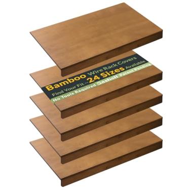 Imagem de Gashell Capas de prateleira de arame, capas de bambu para despensa, armário (5 peças, 56 cm L x 40 cm P)