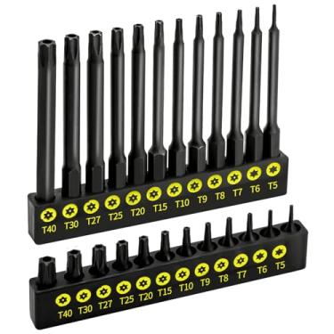 Imagem de Conjunto de brocas Torx InPower 24 peças, conjunto de brocas de aço à prova de adulteração S2, broca longa de 2,5 cm e 7,6 cm com suporte de broca, T5 - T40 inclui brocas Torx T20 e T25