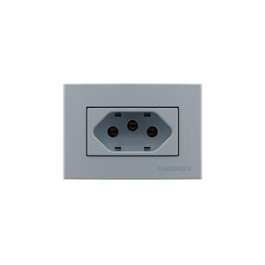 Imagem de Placa Para Móveis 65x45 Com Tomada Margirius Sleek Colors 2p+t 20a Cinza Cinza