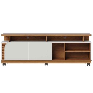 Imagem de Rack Bancada Jureli 2 Portas 5 Nichos Tv Até 75 Polegadas Freijó - Off White Matte