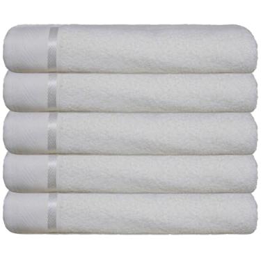 Imagem de Kit 5 Toalhas de Banho Grandes e Macias – Algodão 100% Conforto e Absorção Perfeita para Hotel Casa (Branca)