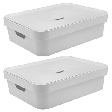 Imagem de Caixa Organizadora Ou Plastico 16L Cube Branca 02 Unidades