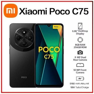 Imagem de Xiaomi Poco C75 256GB 8GB RAM Preto Versão Global Tela 6.88" FHD+ Câme