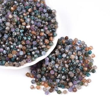 Imagem de 600 peças/50 g 4 mm Bicone Picasso tinta para assar contas de sementes de vidro pequeno mini pônei espaçadores soltos para pulseiras, colar de fabricação de joias, artesanato, suprimentos coloridos