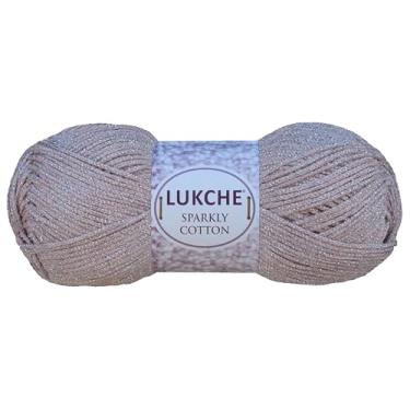 Imagem de Fio de algodão brilhante – 85% algodão / 15% metálico 100 ml, crochê de 260 metros, tricô e artesanato, fio macio e respirável para projetos de bricolage, roupas de bebê e acessórios (rosa bebê