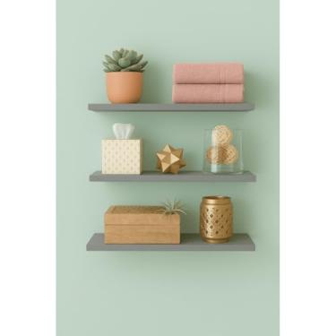 Imagem de Kit 3 Prateleiras 30cm x10x15mm Kit 3 Unidades Branco Preto Cinza Madeirado e Natural Nicho(Cinza)