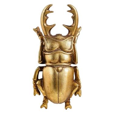 Imagem de KiBcsLic Enfeite de Besouro em Resina Dourada - Besouro-veado Decorativo para Casa - Artesanato Criativo - Ornamento Animal para Quarto e Sala de Estar