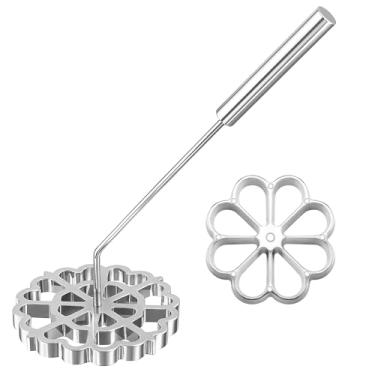 Imagem de Teenyyou 3 peças de molde de bunuelos com alça de alumínio Achappam molde de roseta kit de máquina de bolo de biscoito conjunto de ferro de roseta de waffle fundido kit de fabricação de carimbos de
