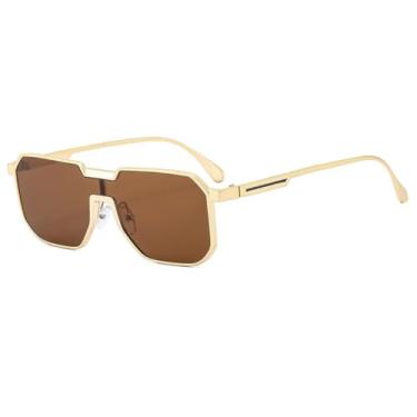 Imagem de HCPIHF Óculos de sol UV400 Fashion Frame Gradient Vintage Feminino (dourado-marrom)