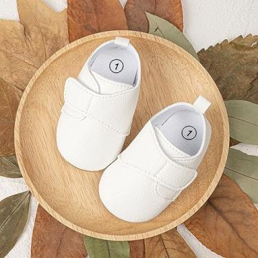 Imagem de Sapatos Oxford para bebês meninos meninas infantil clássico formal mocassim sola macia primeiro andador sapato social para festa de casamento, branco