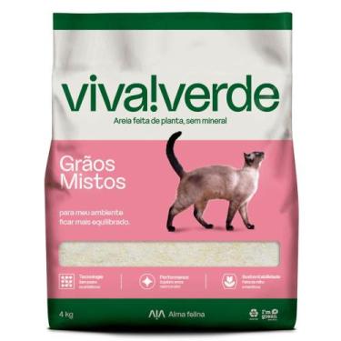 Imagem de Areia Higiênica Viva Verde Grãos Mistos - 4 kg - PETFIVE