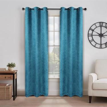 Imagem de Superior Cortinas semiblackout Senna - Design texturizado sólido vintage - 106,7 cm x 274,3 cm - Cabeçalho com ilhós - Cortinas com bloqueio solar e escurecimento de quarto para quarto, sala de estar
